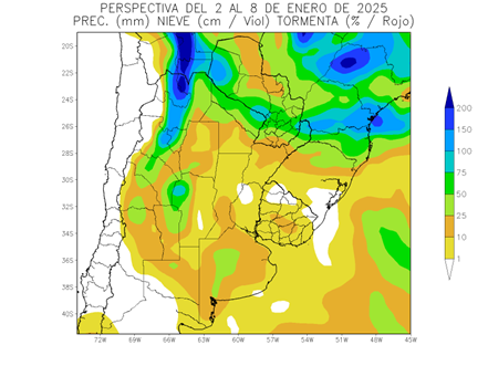 Lluvias escasas en el centro del área agrícola