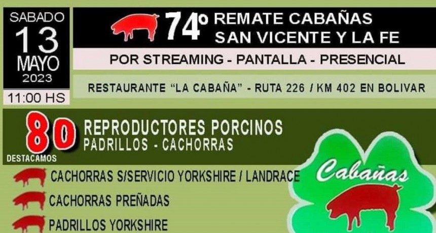 El 13 de mayo se realiza un nuevo remate de Caba&ntilde;as San Vicente y La Fe