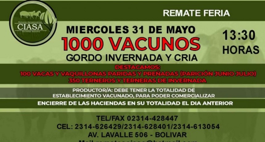Este mi&eacute;rcoles se realiza el primer remate de Ciasa S.A.