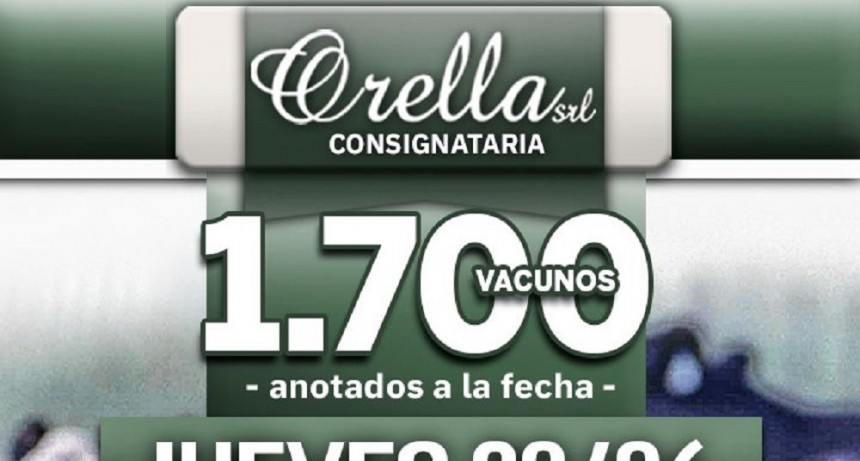 Este jueves se realiza el remate de Consignataria Orella en General Alvear