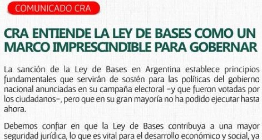 El campo y la agroindustria respaldan la sanci&oacute;n de la Ley Bases