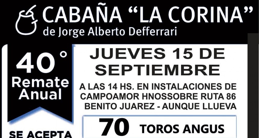 Este jueves se realiza el 40 remate anual de Caba&ntilde;a La Corina