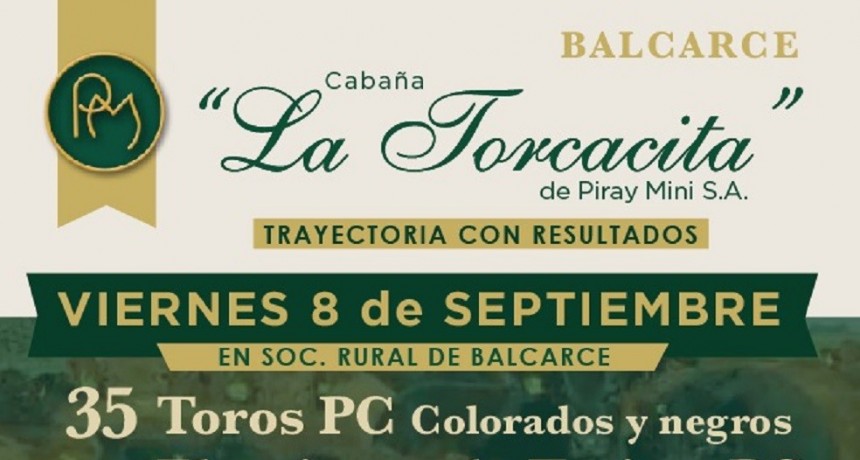 El 8 de septiembre se realiza el remate de La Torcacita de Piray Mini