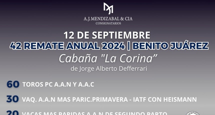 Este jueves se realiza el 42 Remate Anual de Caba&ntilde;a La Corina