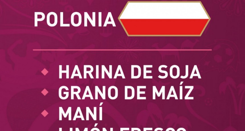 Copa Mundial de F&uacute;tbol: Argentina exporta a Polonia gran variedad de agroalimentos