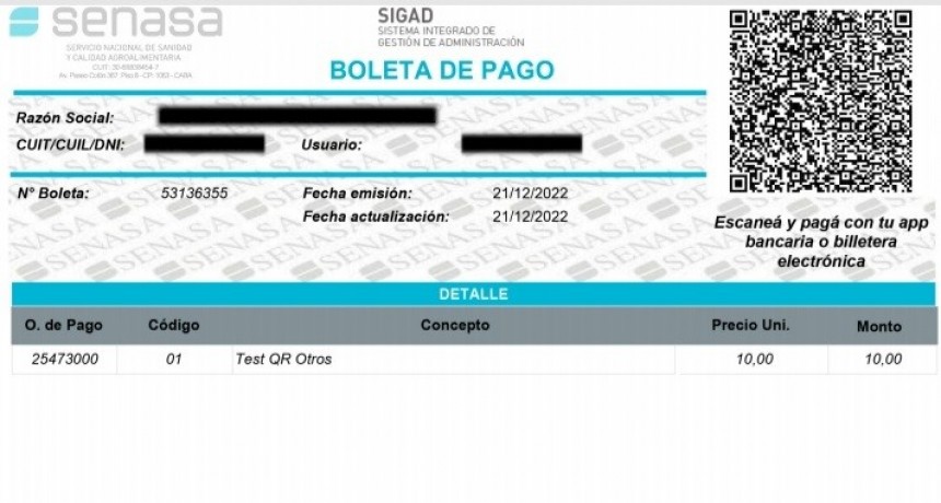Senasa incorpora la modalidad de c&oacute;digo QR a los medios de pago habilitados para prestaciones
