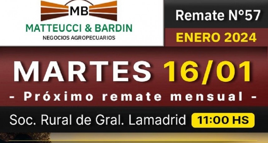 El 16 de enero se realiza el primer remate del a&ntilde;o de la firma Matteucci y Bard&iacute;n